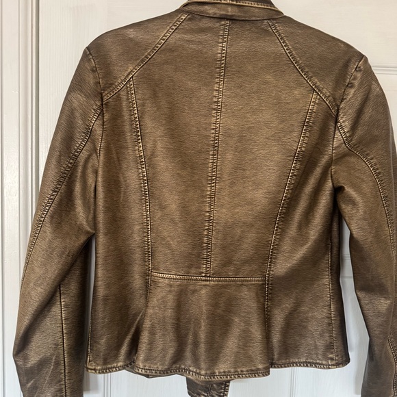 V Cristina Gold Leather Jacket - Picture 6 of 7
